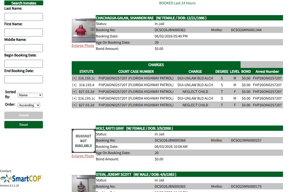 Dixie County SmartCOP Jail View inmate roster search