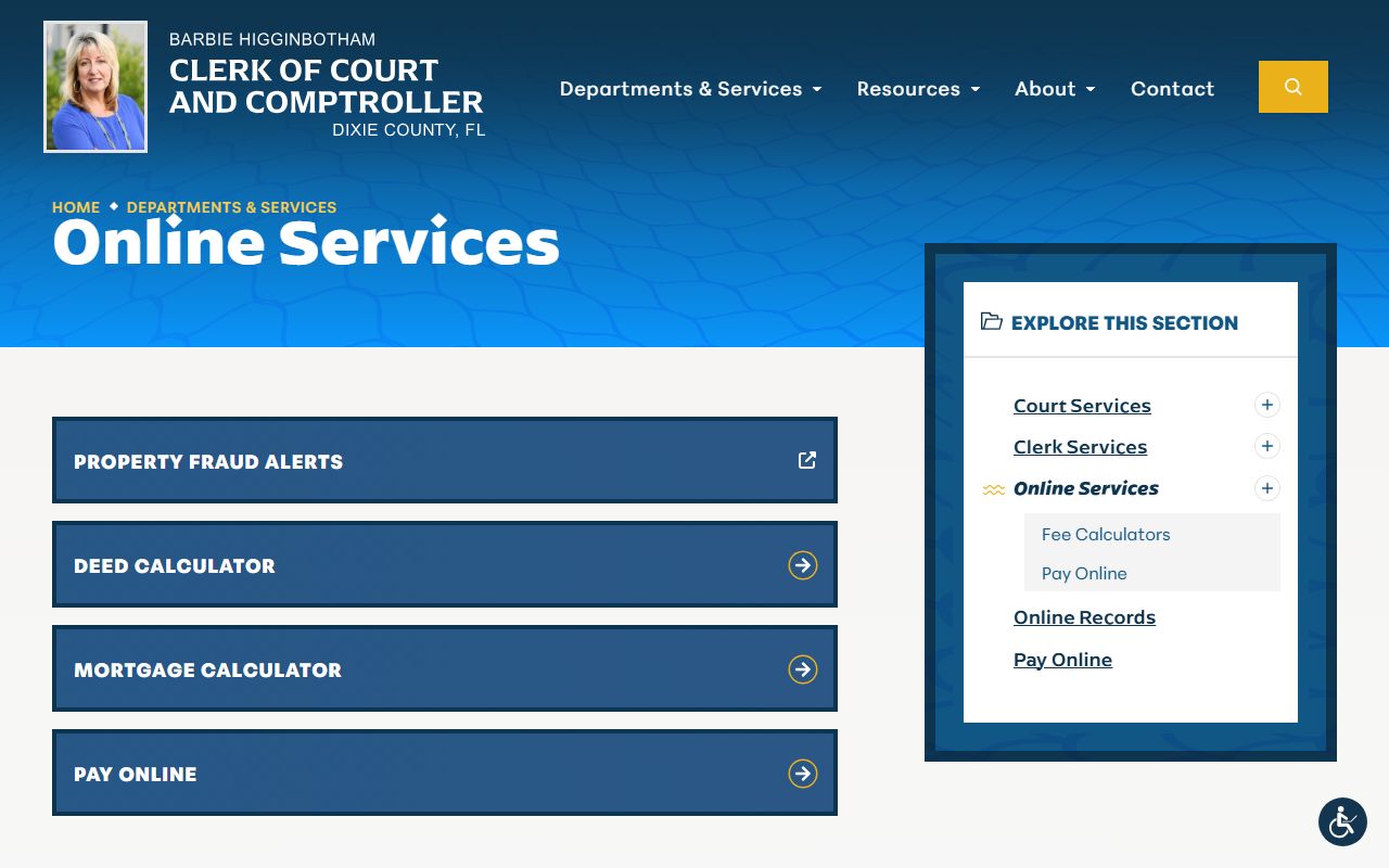 Dixie County Clerk online services for court records after an arrest