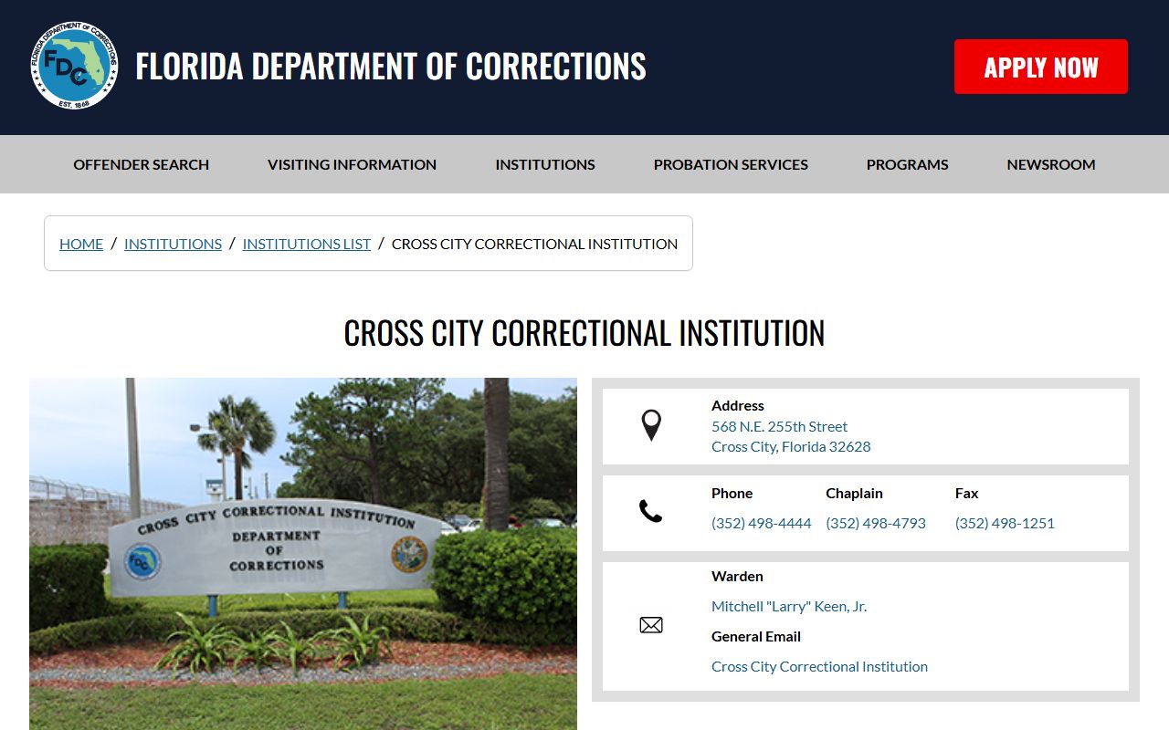 Cross City Correctional Institution FDC facility profile